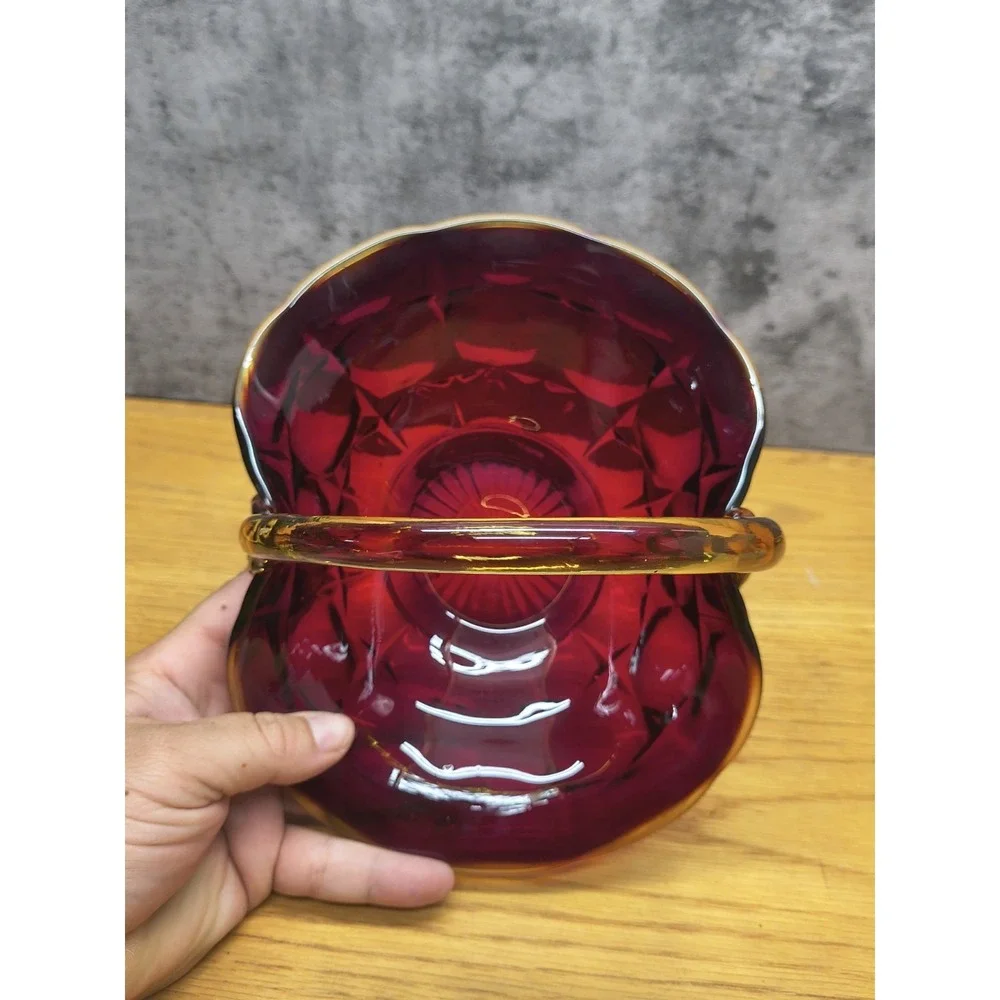 Vintage Indiana Tiara Amberina‎ Constellation Glass Basket